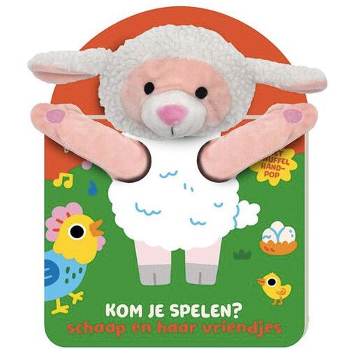 books kartonboek met handpop schaap kom spelen? ilovespeelgoed.nl