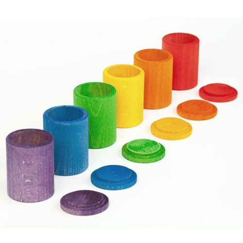 Geit compact Overtreffen grapat houten potjes met deksel kleur - (6 st) 16-137 | ilovespeelgoed.nl