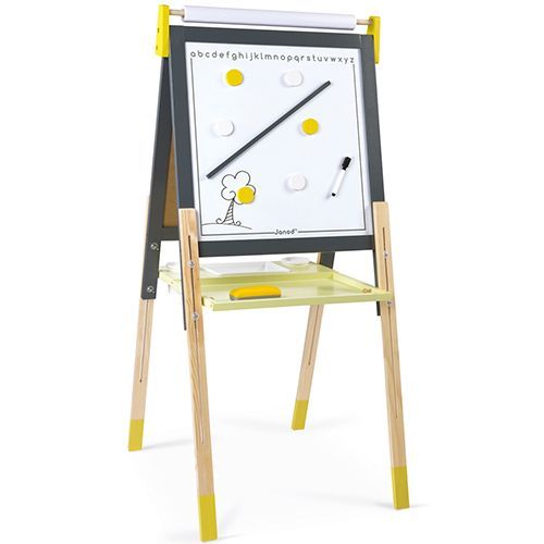 Keer terug oneerlijk Piket janod dubbelzijdig schoolbord met verstelbare poten - geel-grijs |  ilovespeelgoed.nl
