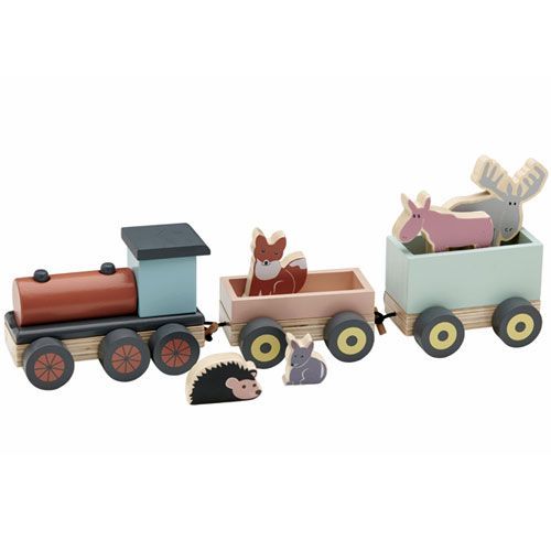 Refrein klant Bederven kids concept houten trein met bosdieren | ilovespeelgoed.nl