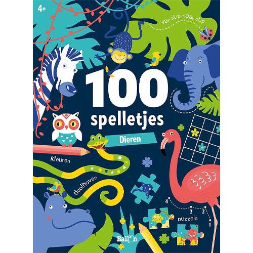 uitgeverij ballon 100 spelletjes dieren - 4+ ilovespeelgoed.nl