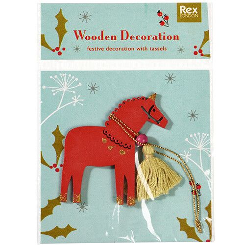 rex london kersthanger paard met kwastje - rood