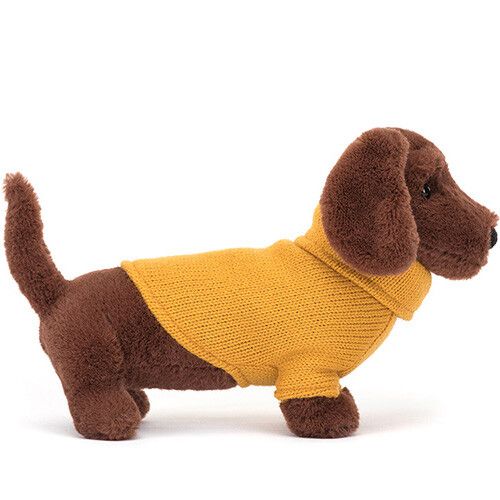 jellycat knuffelteckel gele sweater - 14 cm
