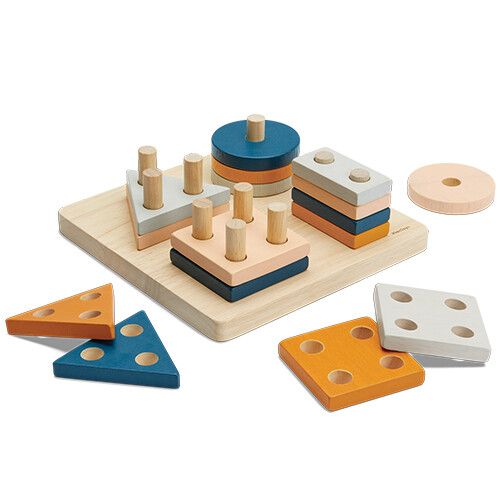 plan toys geometrisch sorteer- en stapelbord orchard