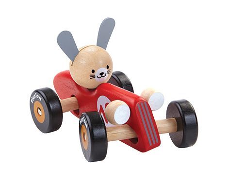 plan toys raceauto rood - konijn 