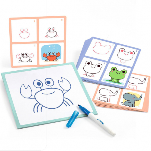 djeco tekenkaarten step by step babydieren