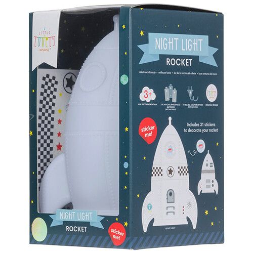 a little lovely company led kinderlamp raket - met stickers 