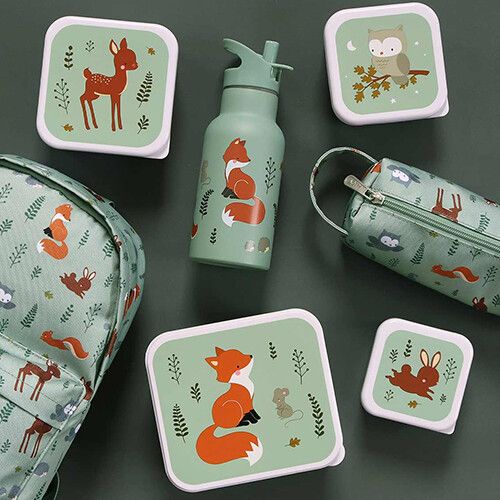 a little lovely company lunchbox set - forest friends - sage - 4st