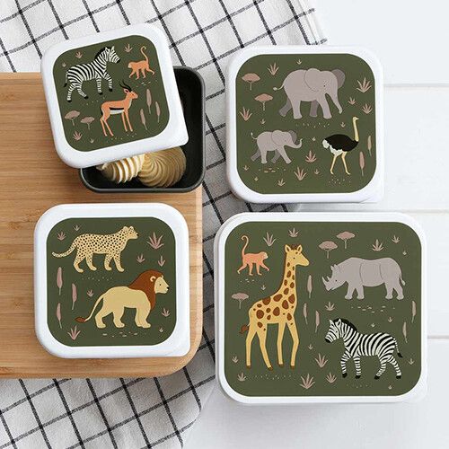 a little lovely company lunchbox set - savanna - 4st