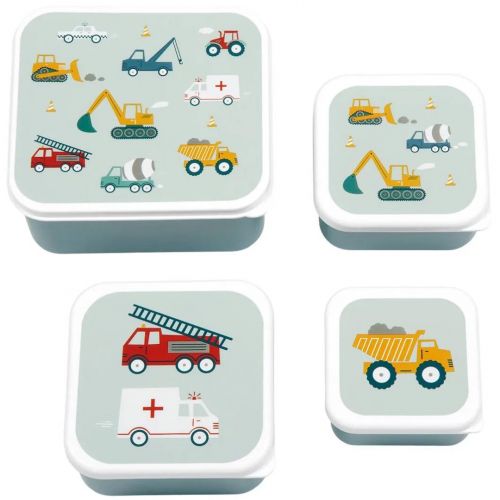 a little lovely company lunchbox set - voertuigen - 4st
