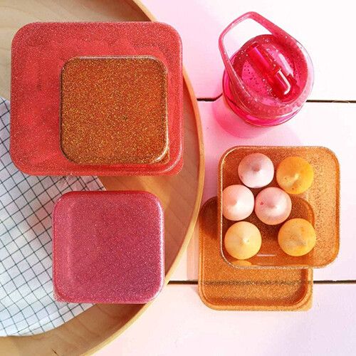 a little lovely company lunchbox set - autumn pink - 4st