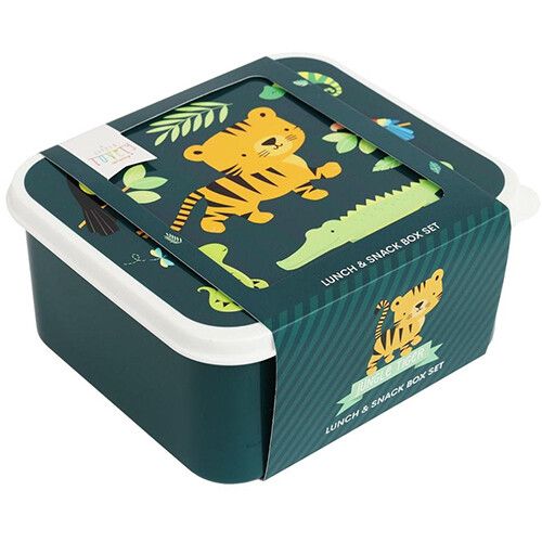 a little lovely company lunchbox set - jungle - 4st