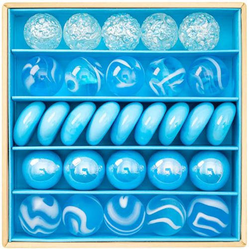 billes & co knikkers mini box - blue wave - 29st