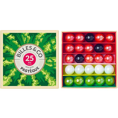 billes & co knikkers mini box - pastèque - 25st