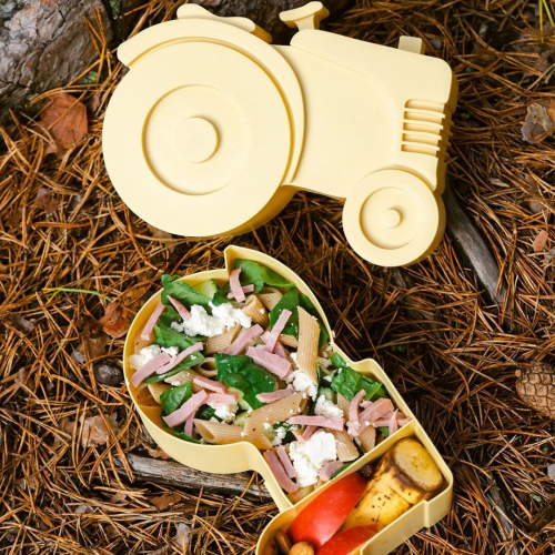 blafre lunchbox silhouet - tractor - geel 