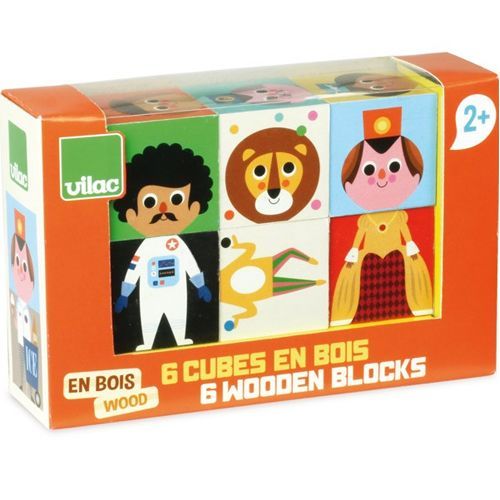 vilac houten blokkenpuzzel kubus - dieren (9st)