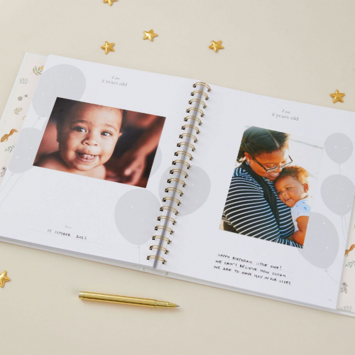 blush and gold invulboek my baby book - animals