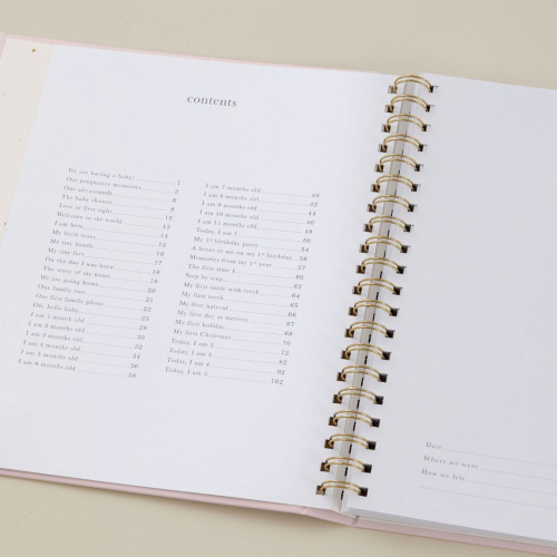 blush and gold invulboek my baby book - blush