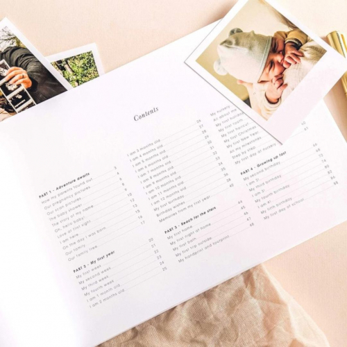 blush and gold invulboek my baby journal - aqua