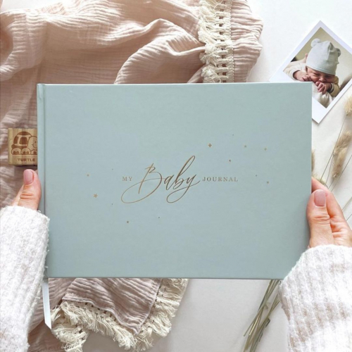 blush and gold invulboek my baby journal - aqua