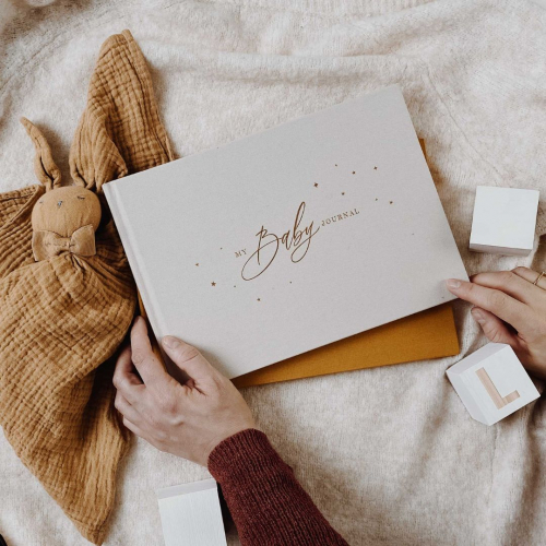 blush and gold invulboek my baby journal - ivory