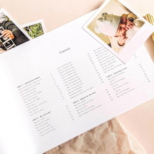 blush and gold invulboek my baby journal - blush 