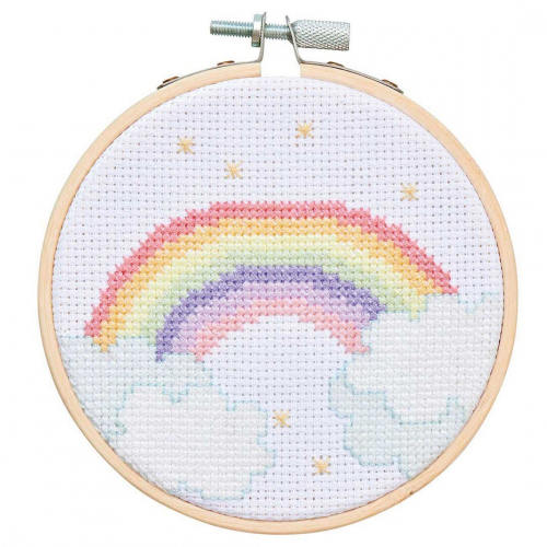 borduurring met garen - regenboog Ø 10 cm