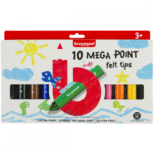 bruynzeel kids mega point viltstiften - 10st