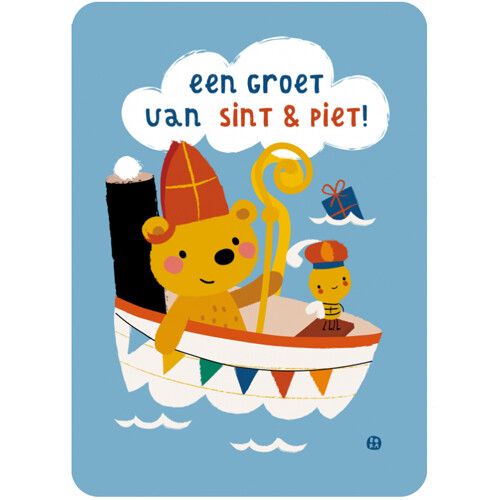 by bora ansichtkaart - een groet van sint & piet - boot 