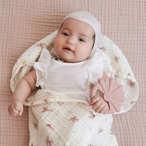 cam cam bijtring bloem - dusty rose