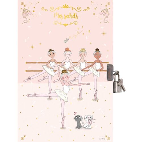 cartes d'art journal intime avec serrure - ballerines