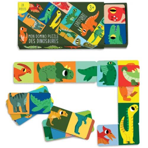 cartes d'art domino en puzzel dinosaurus