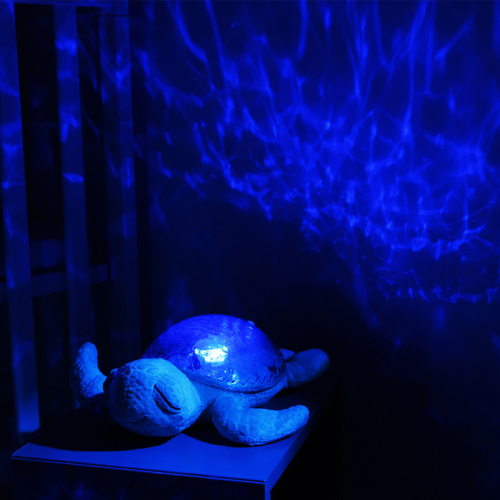 cloud.b knuffelschildpad met nachtlamp en geluid - aqua