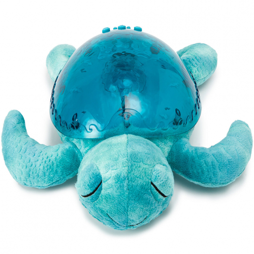 cloud.b knuffelschildpad met nachtlamp en geluid - aqua