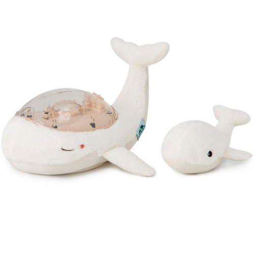 cloud.b knuffelwalvis met nachtlamp en geluid - wit