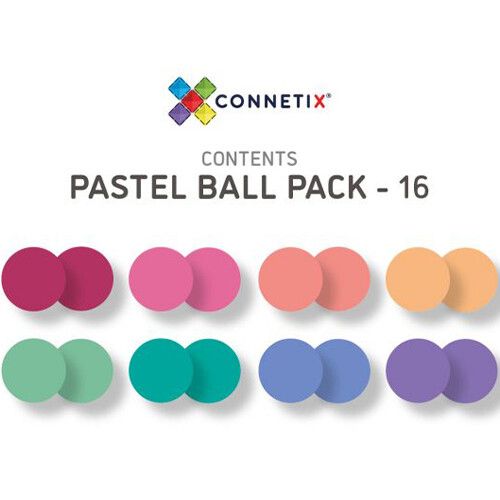 connetix knikkerbaanballen pastel - 16st  