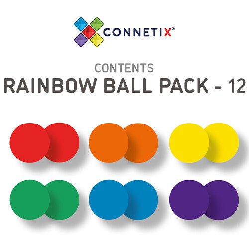 connetix knikkerbaanballen rainbow - 12st   