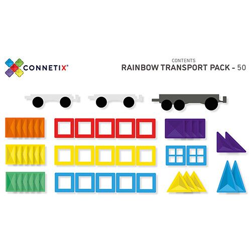 connetix magnetische tegels rainbow - transport - 50st