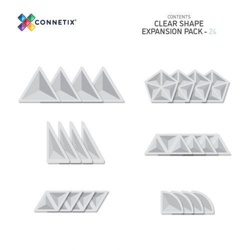 connetix magnetische tegels clear - shape expansion pack - 24st  