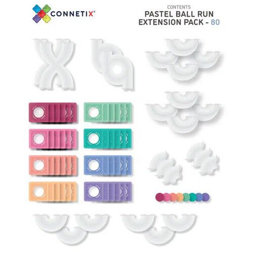 connetix magnetische tegels knikkerbaan - pastel - 80st