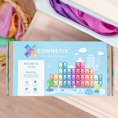 connetix pièces magnétiques pastel - rectangle pack - 24pcs