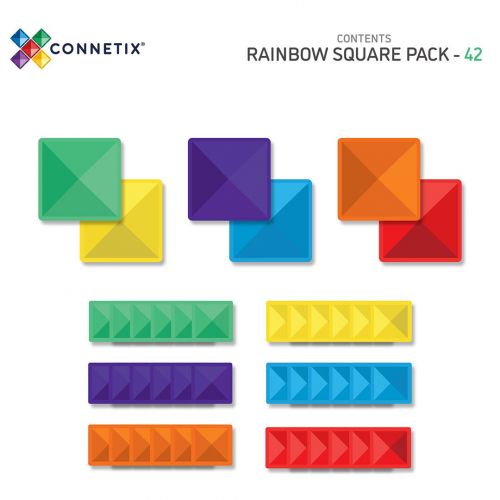 connetix magnetische tegels square - rainbow - 42st  