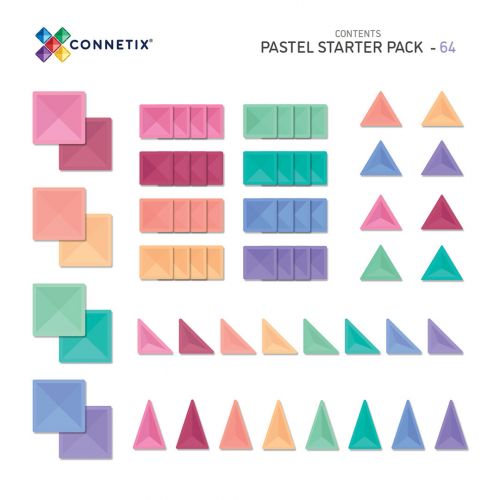 connetix magnetische tegels startersset - pastel - 64st 