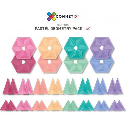 connetix magnetische tegels pastel - geometry - 40st   