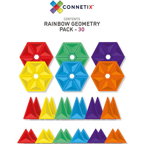 connetix magnetische tegels rainbow - geometry - 30st 