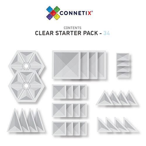 connetix magnetische tegels startersset - clear - 34st 