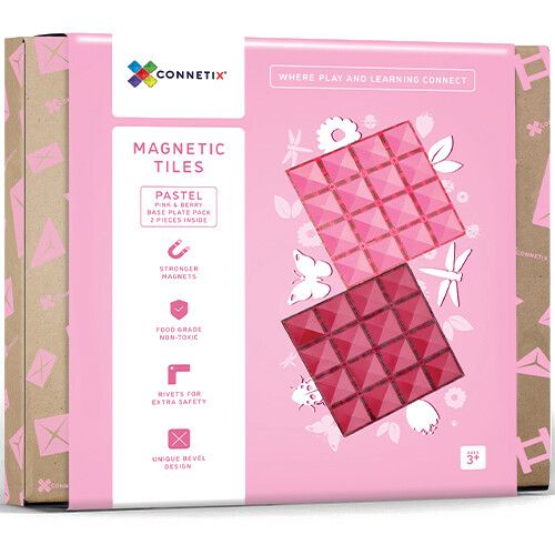 connetix uitbreidingsset bodemplaten - pink-berry - 2st 