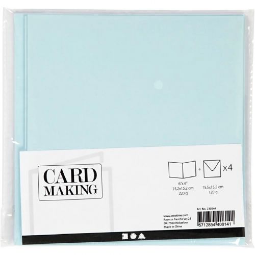 creativ company kaarten met envelop lichtblauw - 15x15 cm - 4st