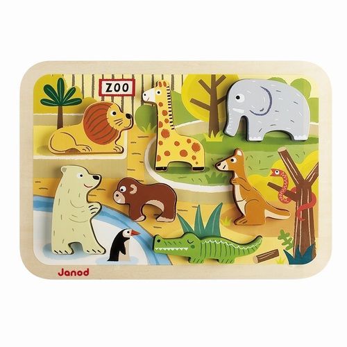 janod houten chunky puzzel dierentuin (7st) 