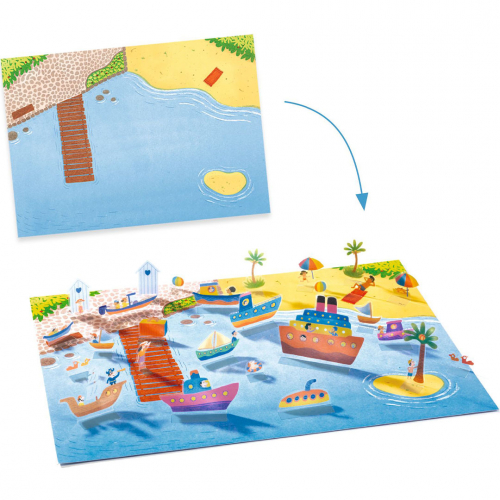 djeco knutselset herbruikbare 3D stickers - vehicles